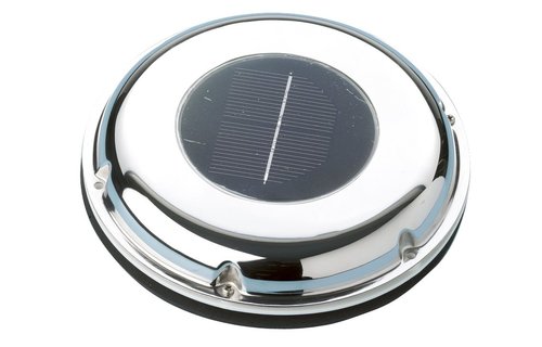 Allpa RVS Ventilator op zonne-energie 20m³/h  met oplaadbare accu & schakelaar  blaast of zuigt