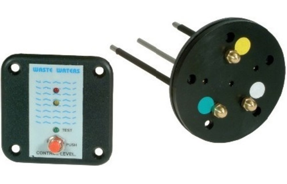 Allpa Controlepaneel vuilwatertank met tankzender 12V/24V 62x62mm met LED-indicatie voor 3/4-tank
