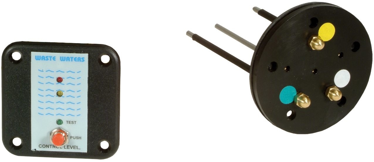 Allpa Controlepaneel vuilwatertank met tankzender  12V/24V  62x62mm  met LED-indicatie voor 3/4-tank