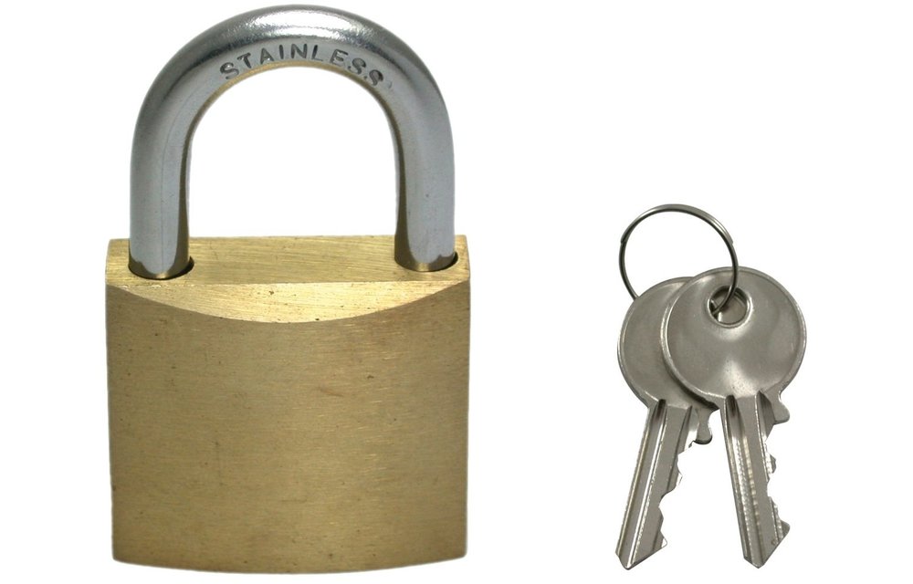 Allpa Messing hangslot met RVS beugel afmetingen 40x33mm