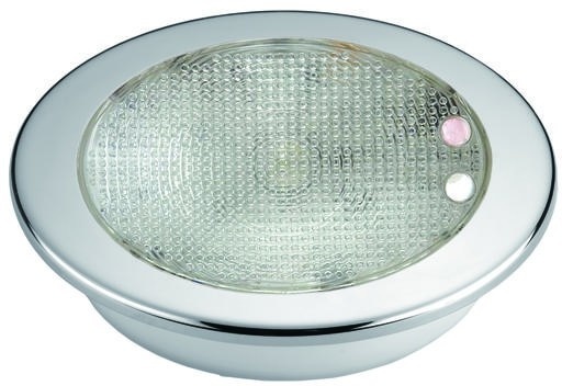Allpa Kunststof 2-Kleurige LED-Plafondlamp met RVS ring inbouw 8-30V LED 1x 3W + 10x top RED