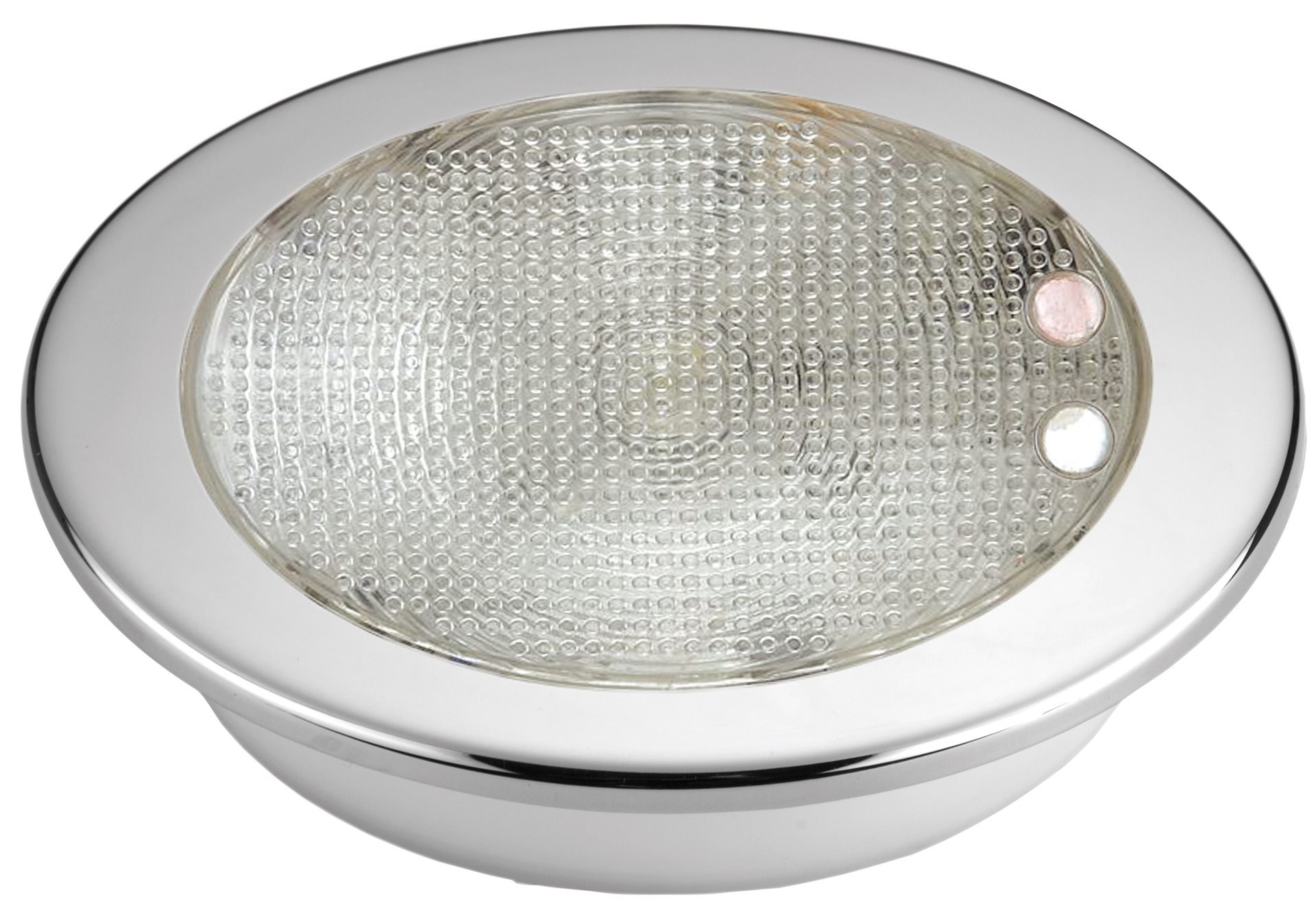 Allpa Kunststof 2-Kleurige LED-Plafondlamp met RVS ring  inbouw  8-30V  LED 1x 3W + 10x top RED