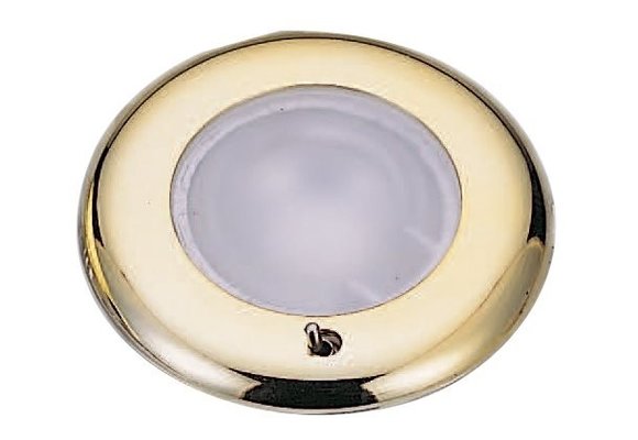 Allpa Kunststof LED-Plafondlamp met messing ring  inbouw  12-24V/1 8W  met schakelaar