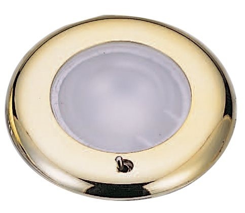 Allpa Kunststof LED-Plafondlamp met messing ring  inbouw  12-24V/1 8W  met schakelaar