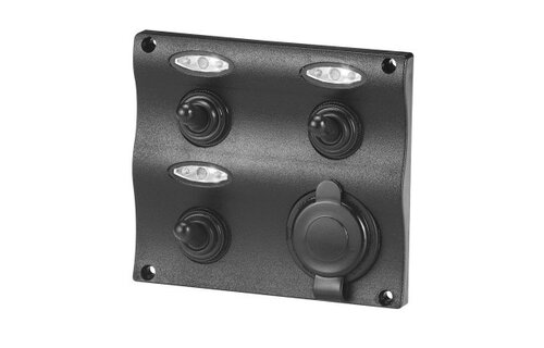 Schakelpaneel met 12 VOLT plug - 3 schakelaars