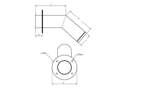 Allpa RVS Fenderhouder  recht model voor 1 stootwil  A=175mm  B=375mm (Majoni 3)