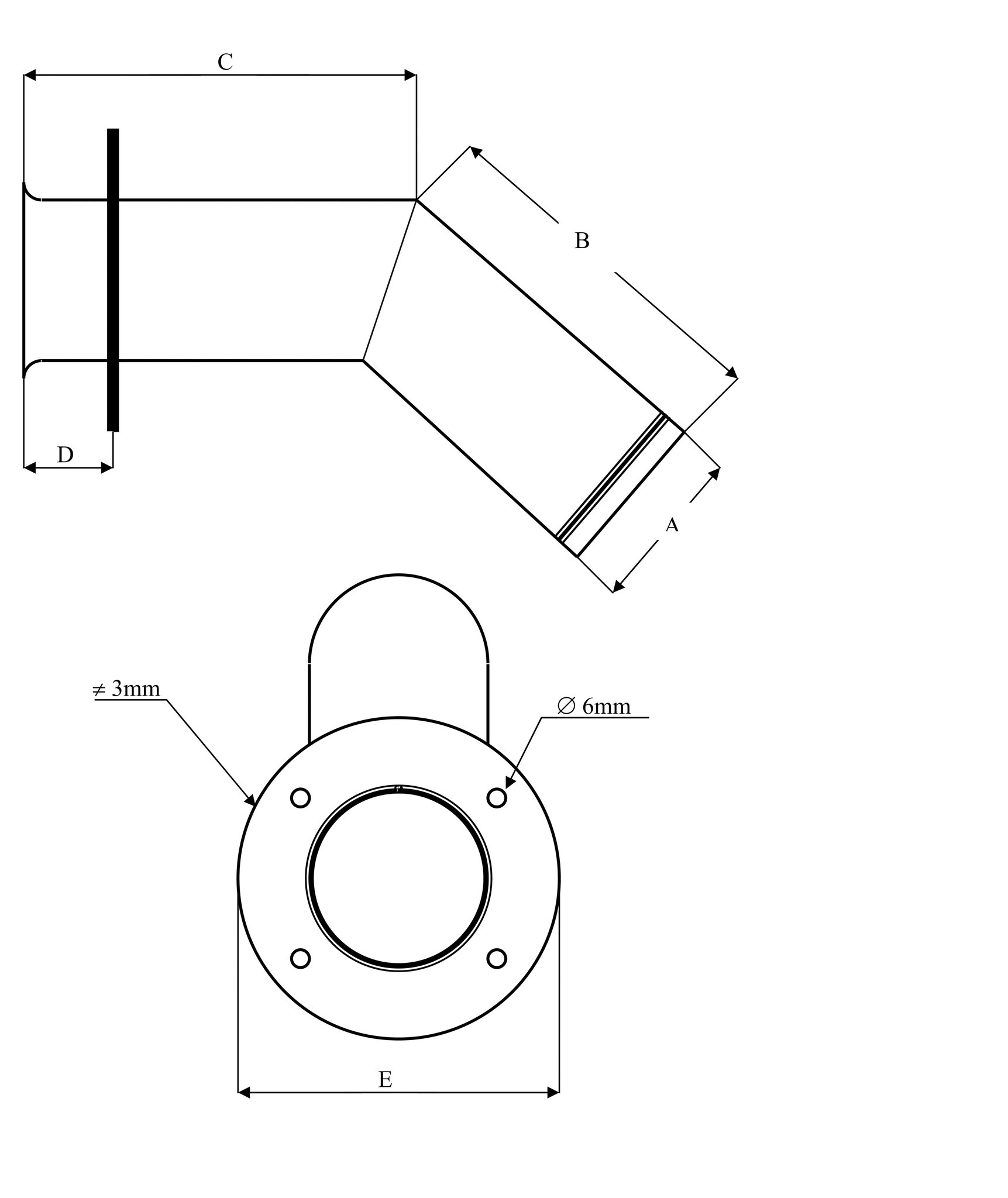 Allpa RVS Fenderhouder  recht model voor 1 stootwil  A=175mm  B=375mm (Majoni 3)