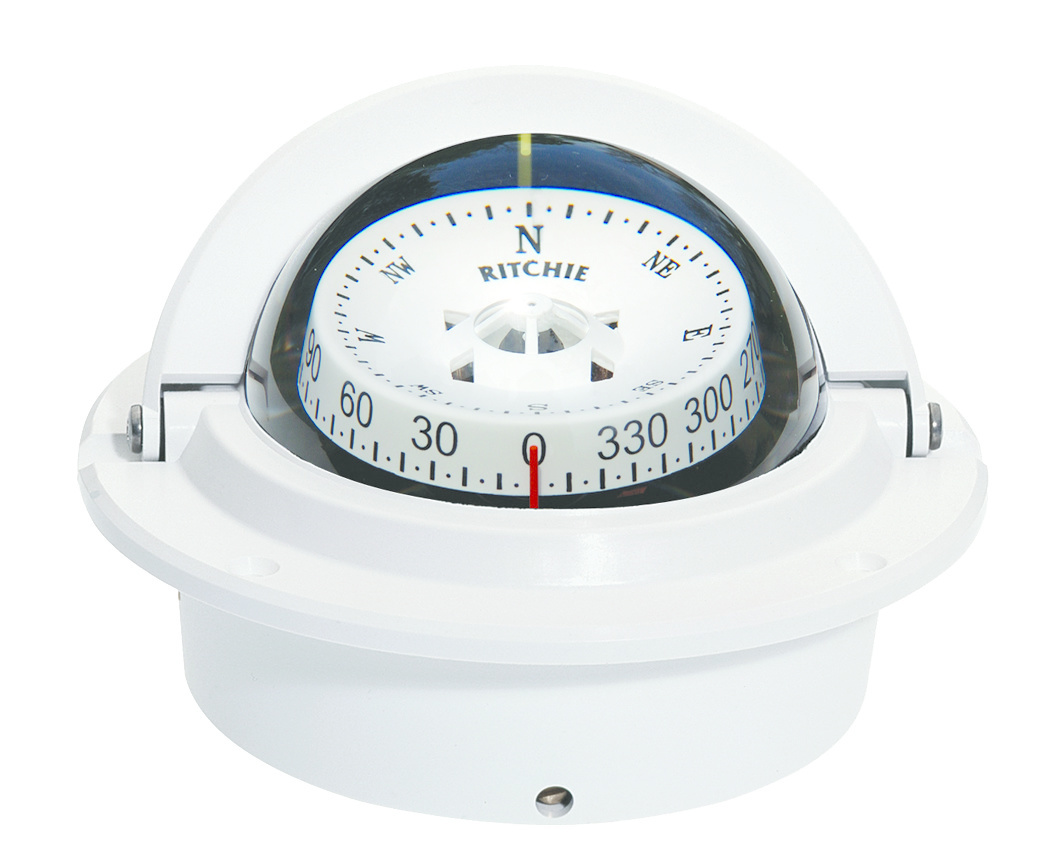 Ritchie Kompas model Voyager F-83W  12V  inbouwkompas  roos Ø76 2mm / 5º  wit