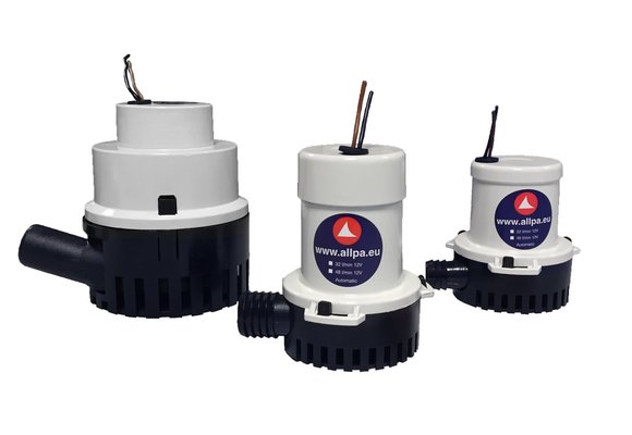 Allpa Mini bilgepomp 27l/min  12V  1.8A  Ø 19mm-slangaansluiting