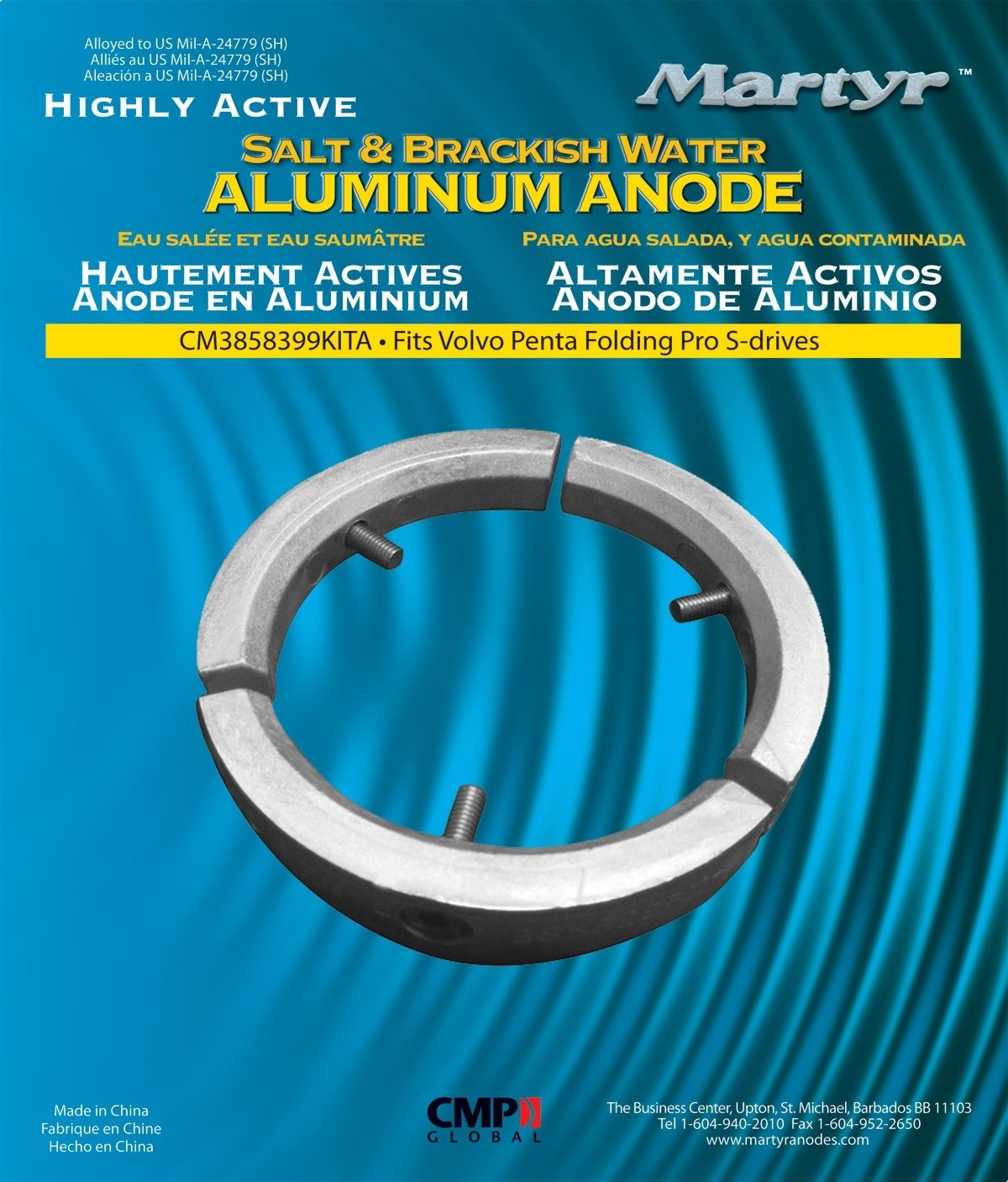 Allpa Aluminium Anode kit Volvo folding Prop 3-blads