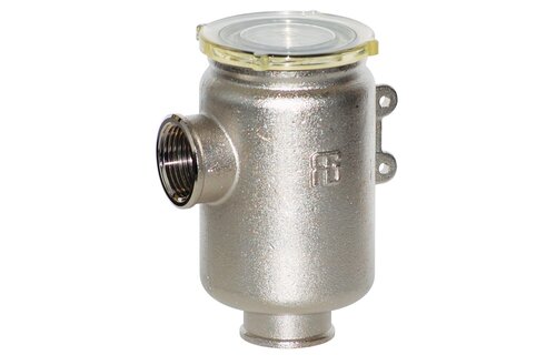 Messing-vernikkeld koelwaterfilter met RVS 316 zeef