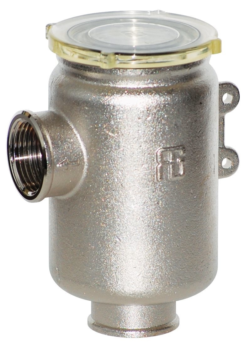 Messing-vernikkeld koelwaterfilter met RVS 316 zeef
