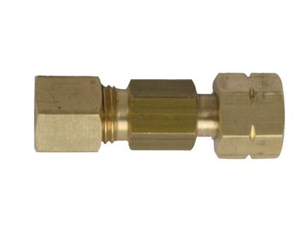 Messing koppelstuk recht met ¼" links binnendraad