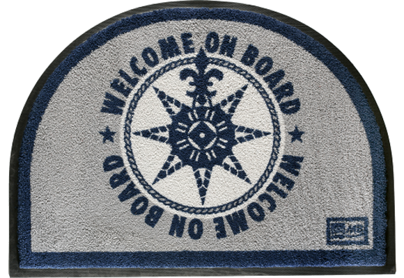 Welcome deurmat On Board Round Blue