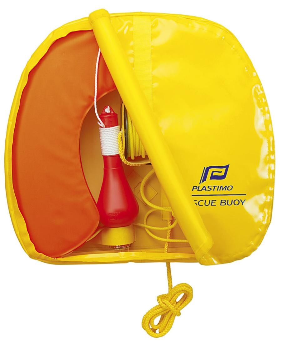 Hoefijzerboei Rescue Buoy oranje met licht, cover geel