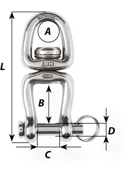 Wartel met oog en gaffel HR RVS 70 mm
