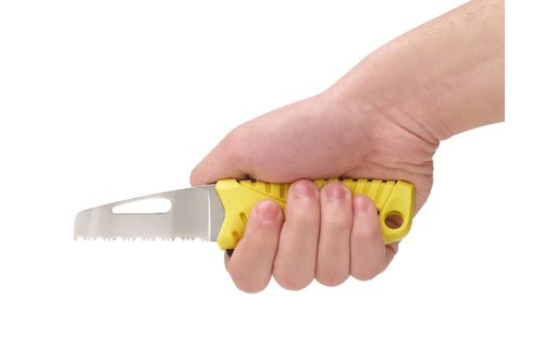 Reddingsmes met harpsleutel en vast gekarteld lemmet fluor