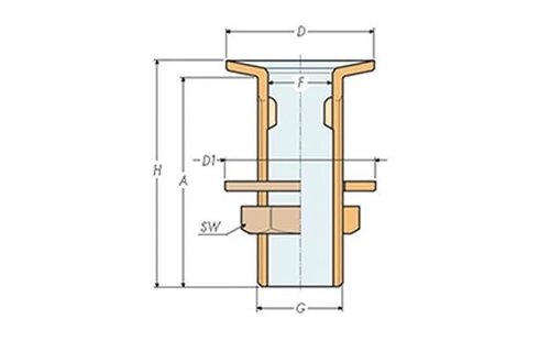 HUIDDOORVOER VERCHR. 1 1/2"X90 MM VERZONKEN INLAAT