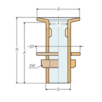 HUIDDOORVOER VERCHR. 1 1/2"X90 MM VERZONKEN INLAAT