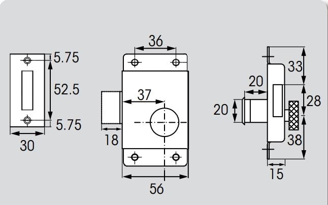 Deurslot messing verchroomd rechts voor deurdikte 20 mm
