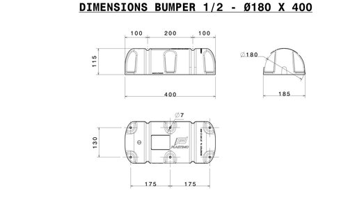 Steigerbumper halfrond Ø18 x 40 cm wit