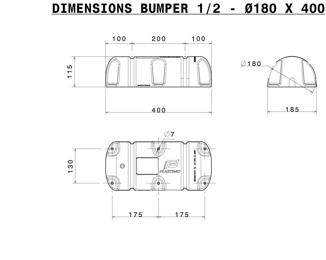 Steigerbumper halfrond Ø18 x 40 cm wit