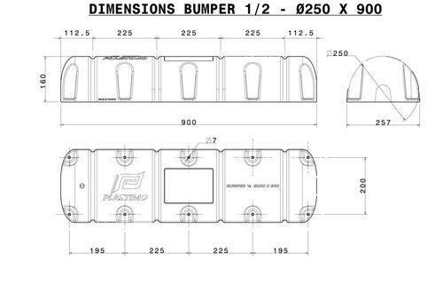 Steigerbumper halfrond Ø25 x 90 cm wit