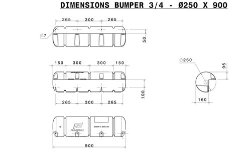 Steigerbumper driekwart rond Ø25 x 90 cm wit
