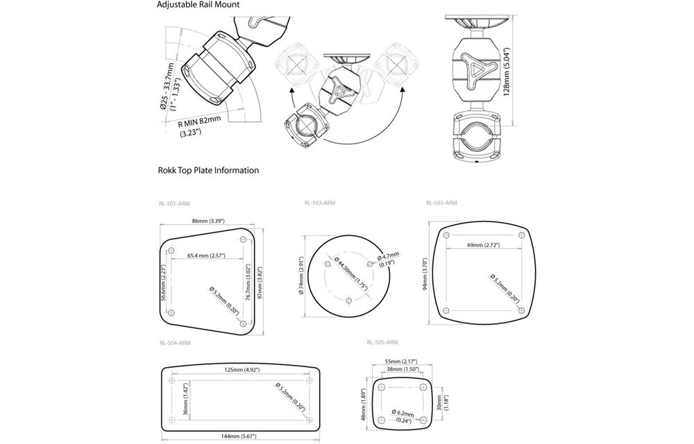 ROKK Midi verstelbare basis voor buismontage