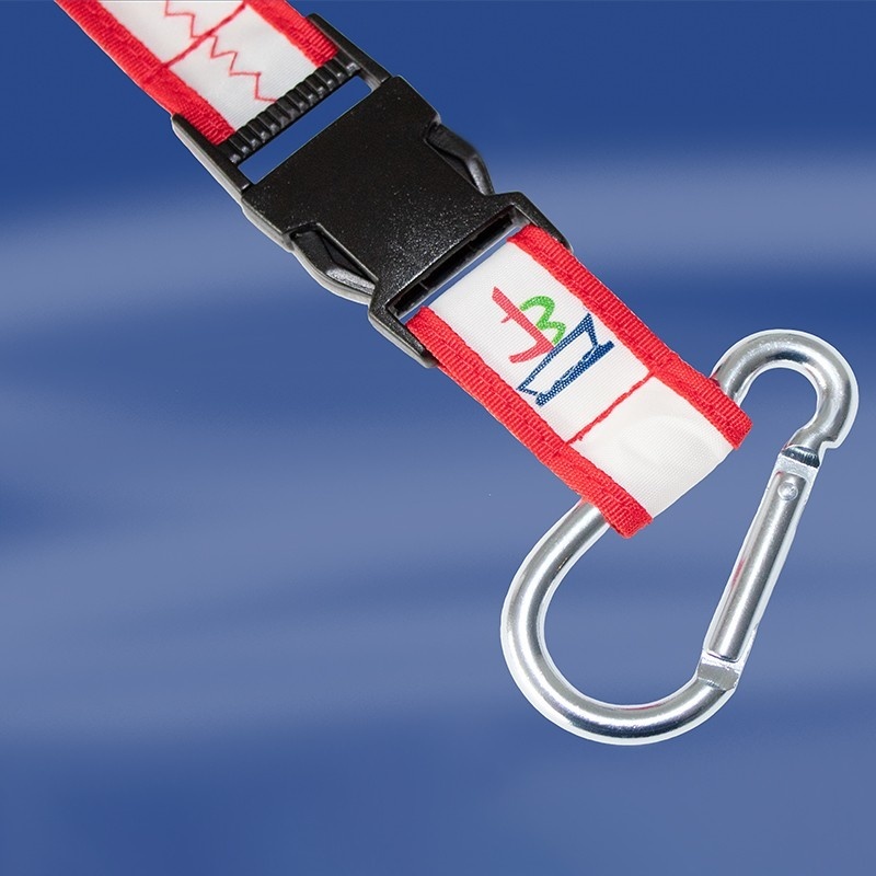 Zeildoek keycord / lanyard Sea Cord 2,5 cm rood