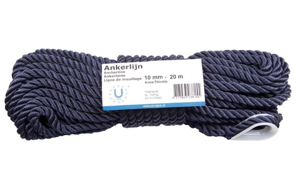 Ankerlijn met kous 10 mm 20 m navy