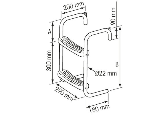 Steigertrap RVS 2 treden 245 mm hoogte
