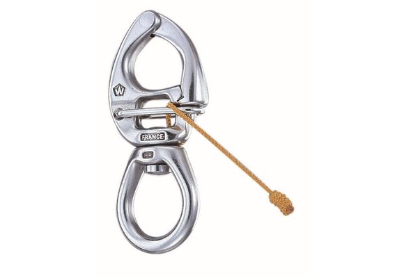 Snapsluiting quick release met groot wartelend oog HR RVS 80 mm