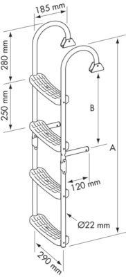 Zwemtrap RVS 2 vast & 2 klap treden 180 gr