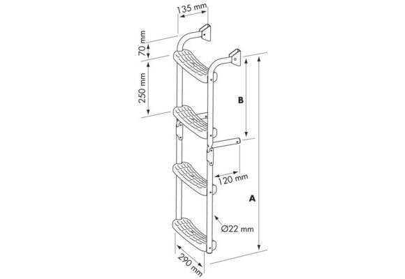 Zwemtrap RVS 2 vast & 2 klap treden 90 gr