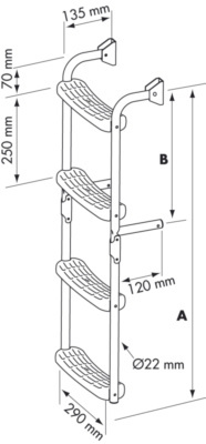 Zwemtrap RVS 2 vast & 2 klap treden 90 gr
