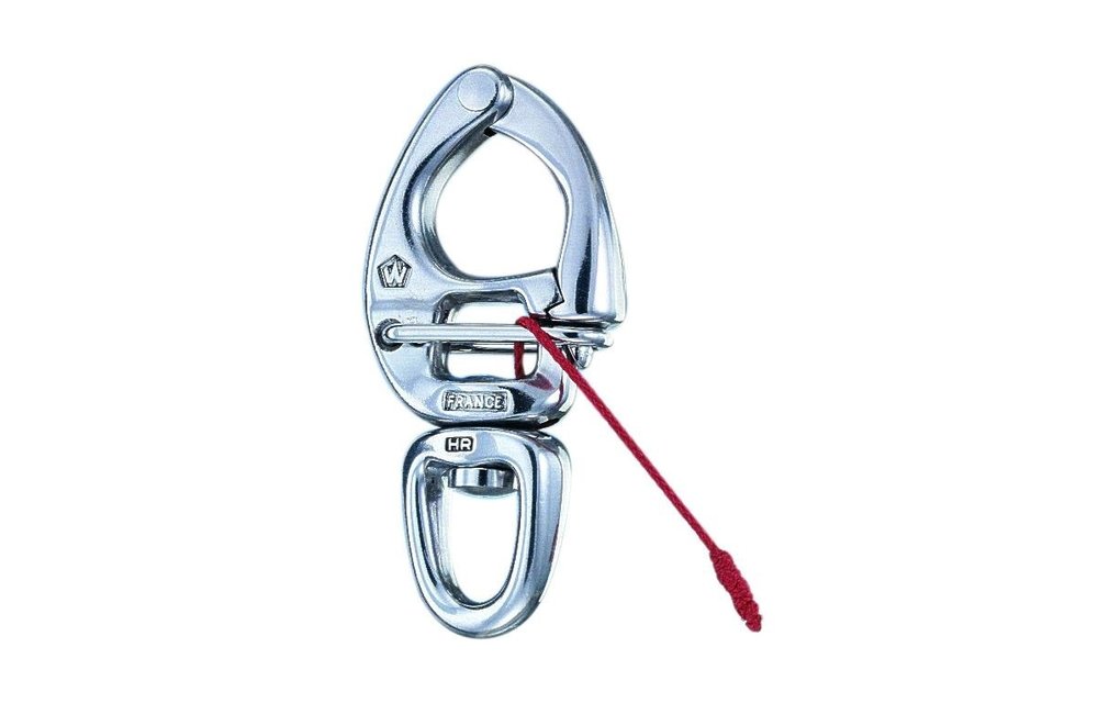 Snapsluiting quick release met wartelend oog HR RVS 110 mm