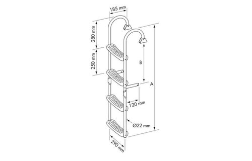 Zwemtrap RVS 2 vast & 3 klap treden