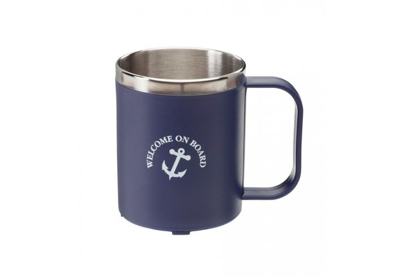 Koffiebeker met RVS binnenkant blauw