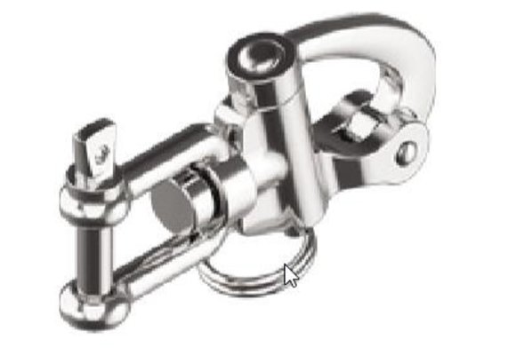 Snapsluiting met wartelend oog en borstbout RVS 128 mm