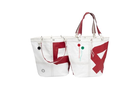 Zeildoek boodschappentas Sea Girl rood