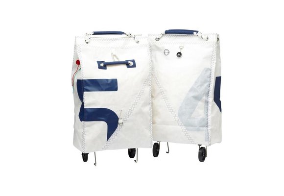 Zeildoek boodschappentas opvouwbaar op wielen Sea King navy