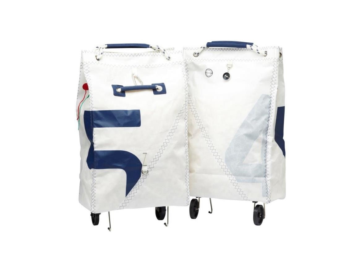 Zeildoek boodschappentas opvouwbaar op wielen Sea King navy