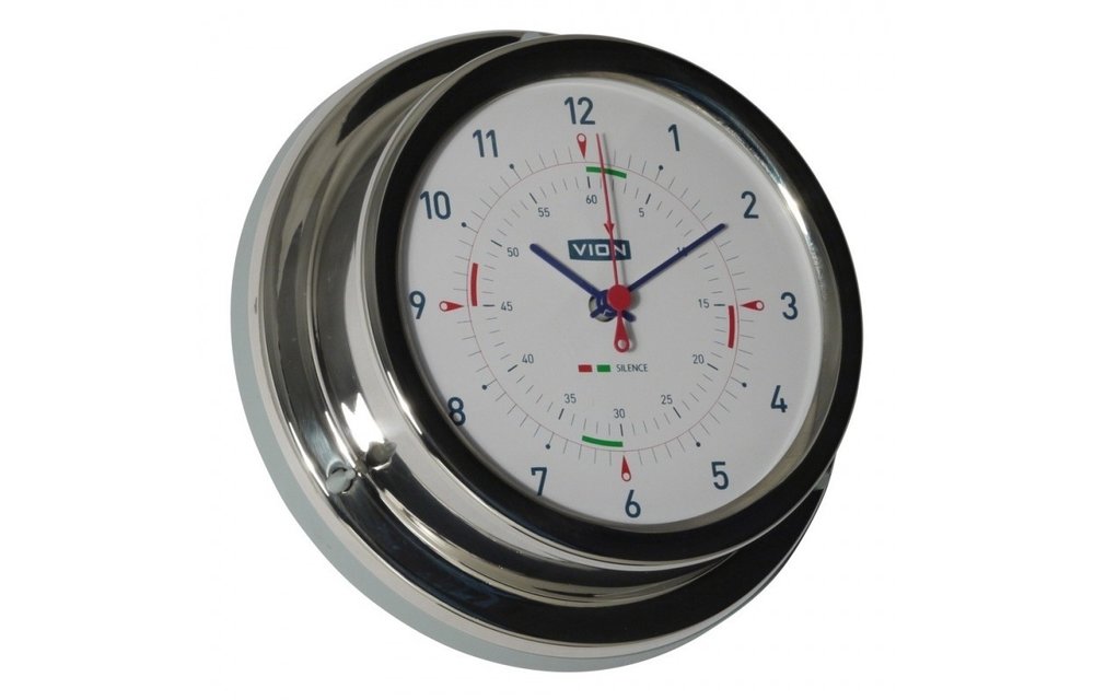 Quartz klok radiostilte Vion RVS inclusief wandophanging Ø127 mm