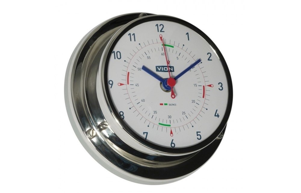 Quartz klok radiostilte Vion RVS inclusief wandophanging Ø97 mm
