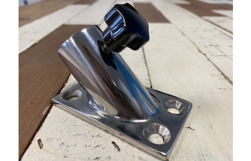 Vlaggenstokhouder RVS recht model 45° 81x42x45mm voor 25mm vlaggenstok