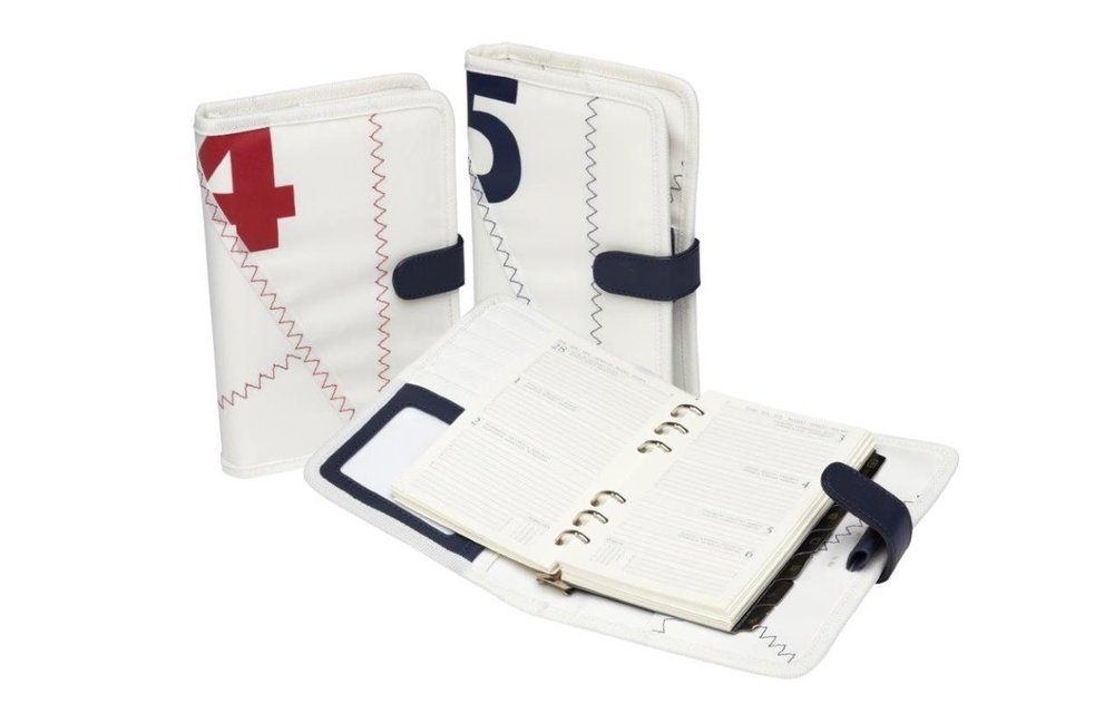 A5 organiser van zeildoek met notitieboek Sea Organiser rood