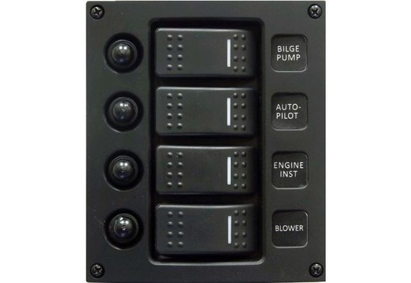 Schakelpaneel curved 4 schakelaars 12/24V