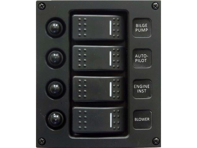 Schakelpaneel curved 4 schakelaars 12/24V