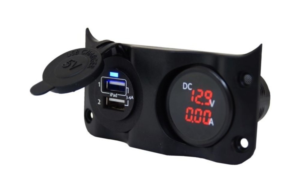 Wave add-on paneel dubbel USB & Volt/ampere meter